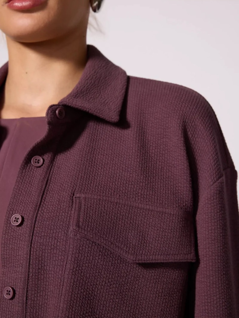 MPG Cropped Button-Front Jacket in Plum BNWOT - Picture 4 of 7